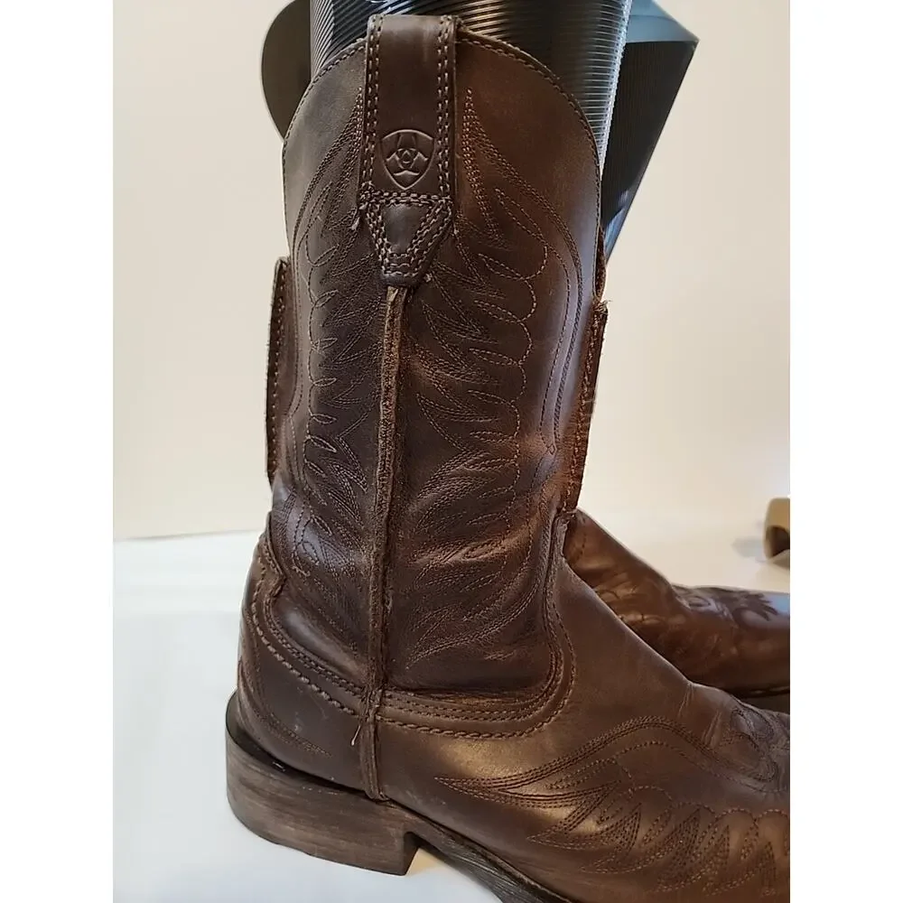 Ariat 10010944 Brown Rambler Phoenix Square Toe Leather Western Boots Mens 7.5 D